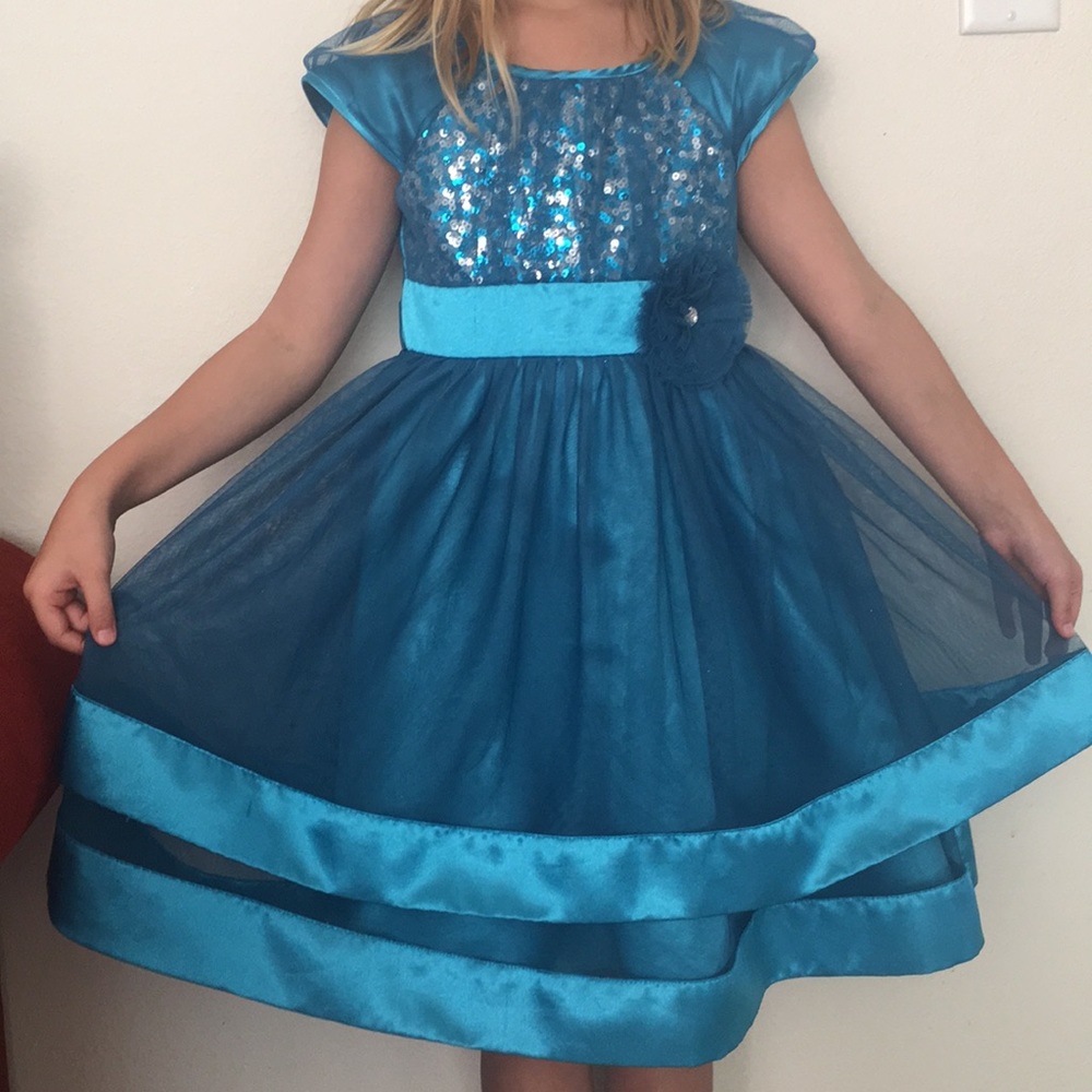 Girls aqua dress - Picture 1 of 7
